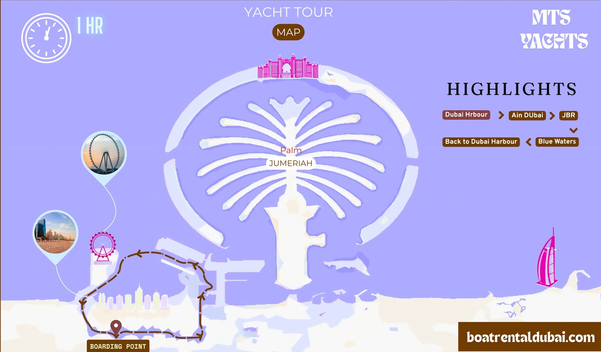 Yacht Ride Route Map Dubai 1