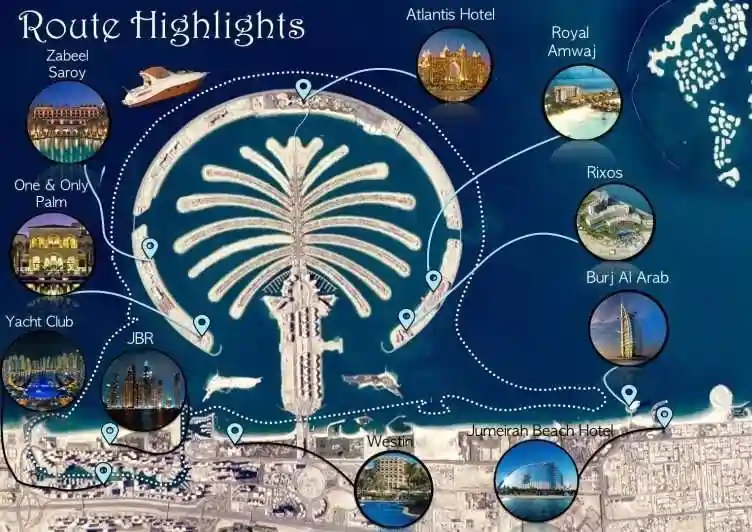 yacht ride Route Map Dubai